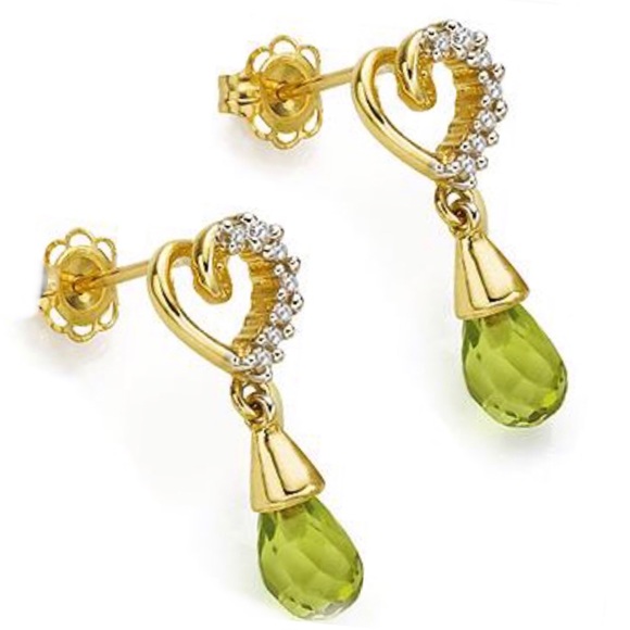 Jewelry - 14K Solid YG Diamonds & Peridot Designer Earrings